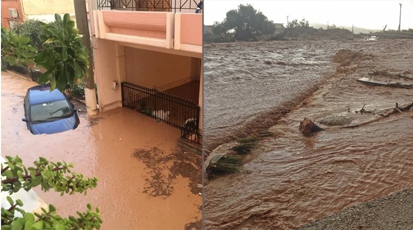 Νέα Πέραμος : Πλημμύρες και εγκλωβισμένοι στην περιοχή (pics & vids)