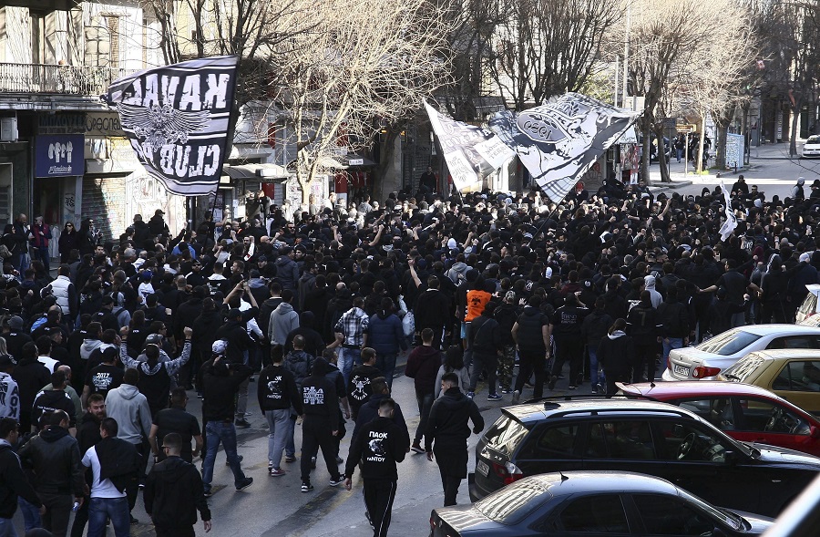 Πορεία οπαδών του ΠΑΟΚ στη Θεσσαλονίκη