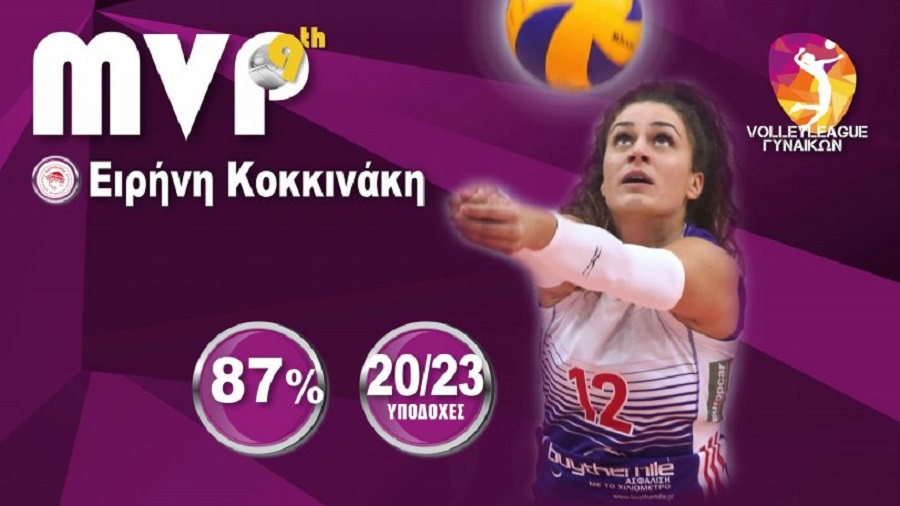 Volley League γυναικών: Η Ειρήνη Κοκκινάκη MVP της 9ης αγωνιστικής