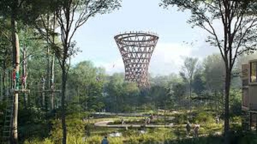 Ελικοειδής πύργος ξεπηδάει μέσα από δάσος της Δανίας