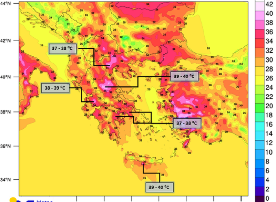 «Καμίνι» η χώρα τα επόμενα 24ωρα – Στους 42 βαθμούς θα… σκαρφαλώσει ο υδράργυρος (χάρτες)