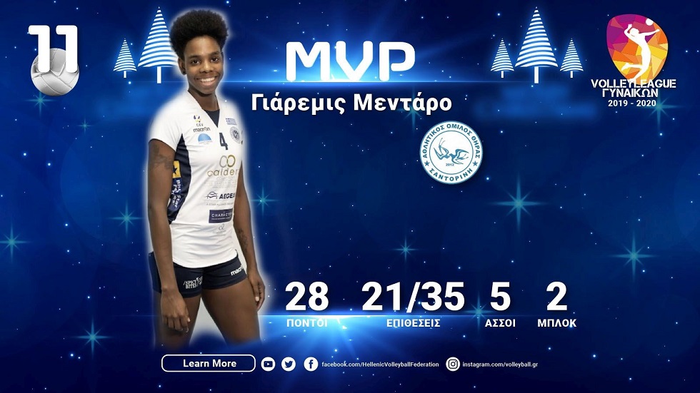 Η Γιάρεμις Μεντάρο MVP της 11ης αγωνιστικής