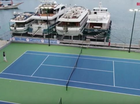 Ολυμπιακός: Τένις με φόντο τη θάλασσα του Πειραιά (vid+pics)