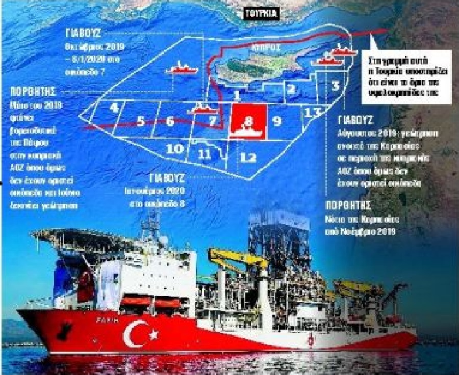 Τουρκικές προκλήσεις στο οικόπεδο 8 της κυπριακής ΑΟΖ