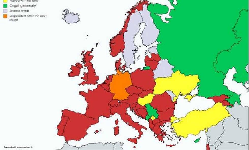 Κορωνοϊός: Ο χάρτης των αναβολών στο ευρωπαϊκό ποδόσφαιρο! (pic)