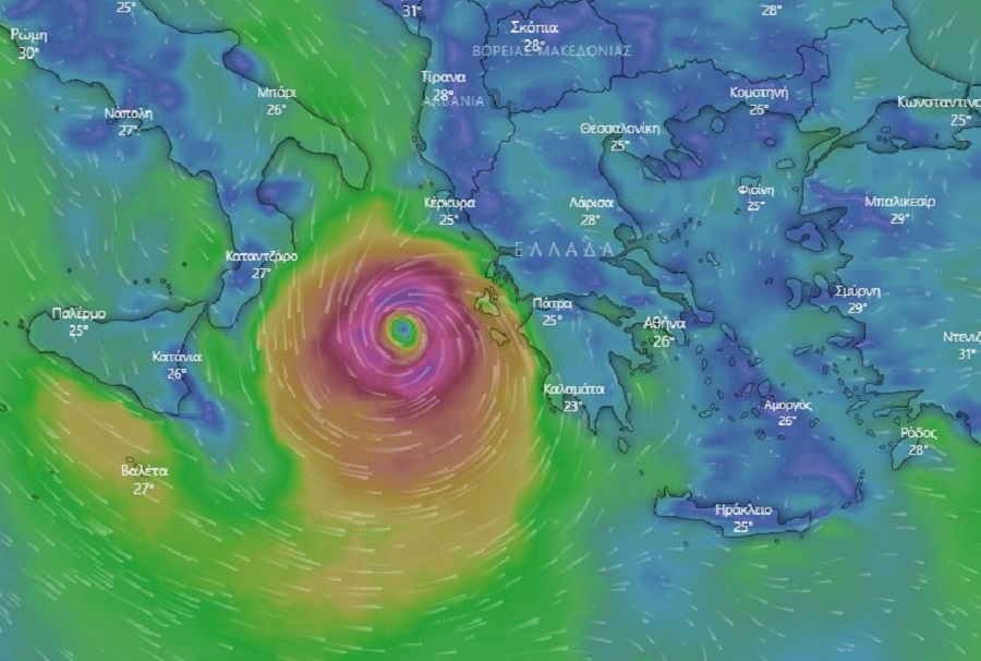 «Ιανός» : Δείτε live την πορεία του μεσογειακού κυκλώνα