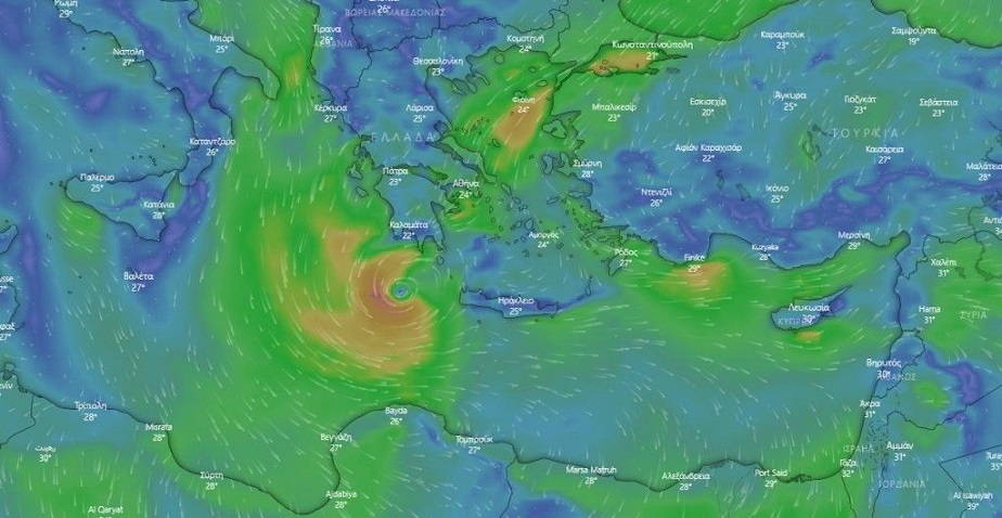 Ιανός: Δείτε live την πορεία του μεσογειακού κυκλώνα