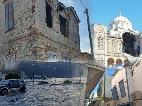 Σάμος : Δύο νεκρά παιδιά – Εικόνες καταστροφής από τον σεισμό και τα τρία κύματα τσουνάμι