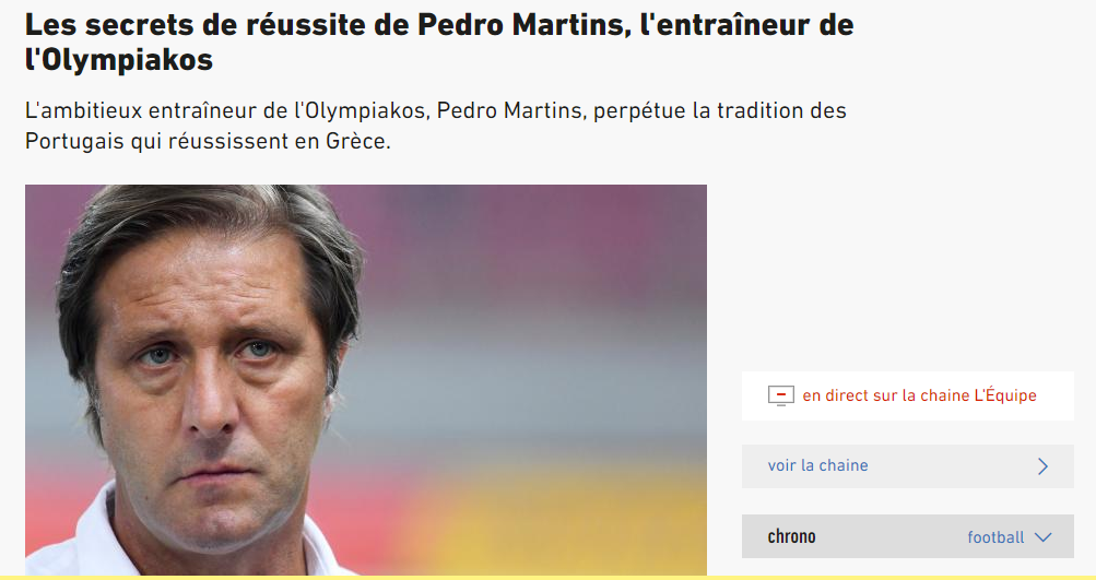Αφιέρωμα της L’Équipe στον Μαρτίνς : Φιλόδοξος και πετυχημένος