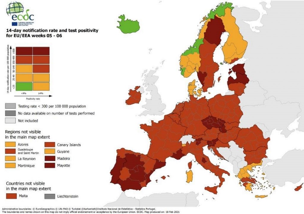 Άσχημα νέα από το ECDC : Τέλος το πράσινο χρώμα για τη χώρα μας – Στο «κόκκινο» όλη η Στερεά Ελλάδα