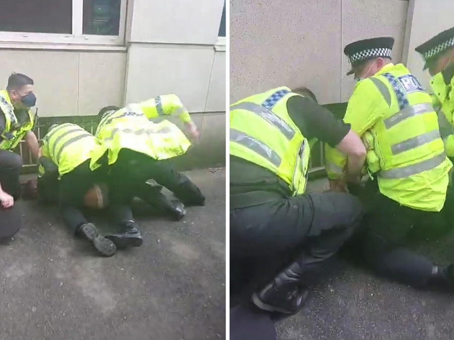 Σκηνές αστυνομικής βίας στην Αγγλία: Έσυραν οπαδό της Γιουνάιτεντ και τον γρονθοκόπησαν (vid)