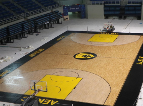 ΑΕΚ: Στα… κιτρινόμαυρα το κλειστό των Λιοσίων (pics)