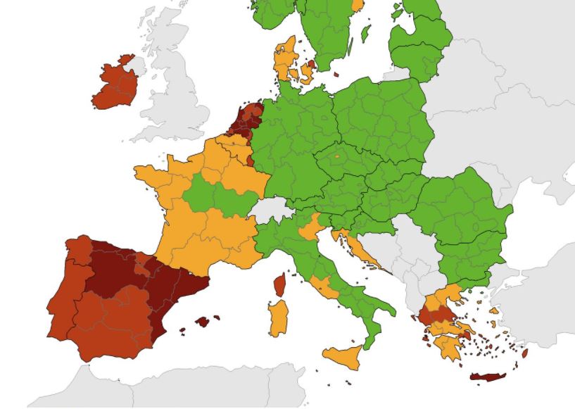 Στο «βαθύ κόκκινο» βάζει την Κρήτη το ECDC – Πέντε περιοχές στο «κόκκινο»