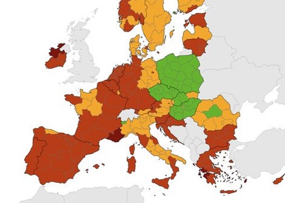 Χάρτης ECDC – Ποιες περιοχές της Ελλάδας βρίσκονται σε «βαθύ κόκκινο»