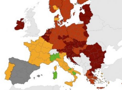 Κορωνοϊός – Κοκκίνησε ολόκληρη η Ελλάδα στους Χάρτες του ECDC – Στο «βαθύ κόκκινο» Βόρεια Ελλάδα και Θεσσαλία