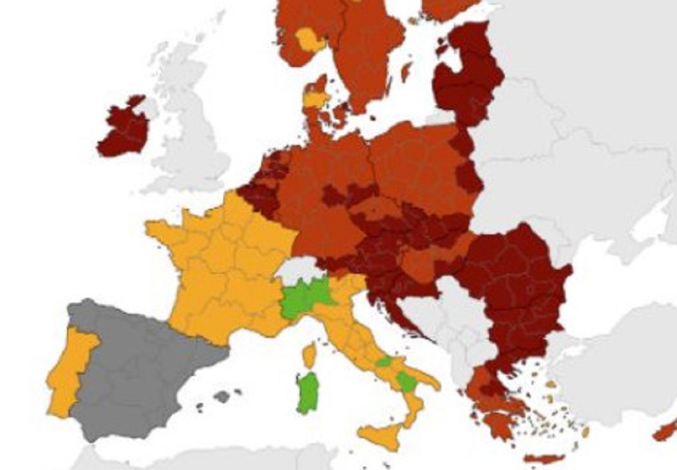 Κορωνοϊός – Κοκκίνησε ολόκληρη η Ελλάδα στους Χάρτες του ECDC – Στο «βαθύ κόκκινο» Βόρεια Ελλάδα και Θεσσαλία