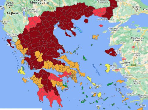 Επιδημιολογικός χάρτης – Ακόμη δύο περιοχές στο βαθύ κόκκινο – 26 στο σύνολο