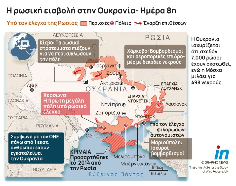 Πόλεμος στην Ουκρανία: Αλλαγή πλεύσης από τη Ρωσία μετά την ουκρανική αντίσταση