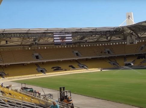 Δοκιμαστικά σε scoreboards και ηχεία με ύμνο ΑΕΚ και Καζαντζίδη στην «Opap Arena» (vids)