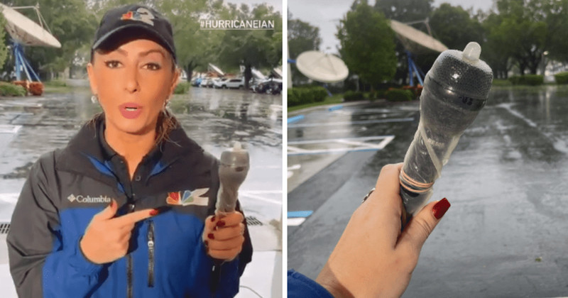 Τι άλλο θα δούμε: Ρεπόρτερ στις ΗΠΑ έβαλε… προφυλακτικό στο μικρόφωνό της για να το προστατέψει από τη βροχή
