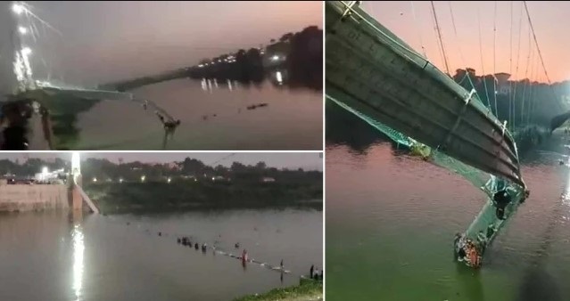 Ινδία: Εκατοντάδες άνθρωποι έπεσαν σε ποταμό όταν κατέρρευσε μια κρεμαστή γέφυρα στο Γκουτζαράτ (vids)