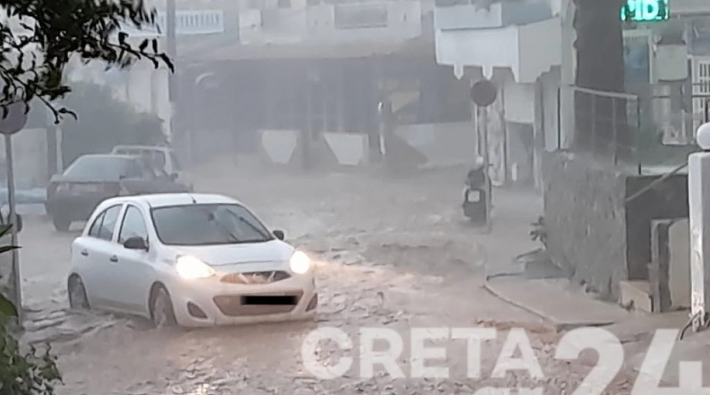 Πλημμύρισαν δρόμοι στην Κρήτη – Διακοπές ρεύματος στο Ηράκλειο (pics)