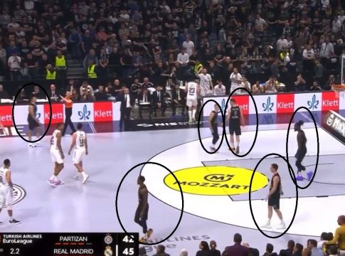 Απίστευτο: H Παρτιζάν εκδήλωσε επίθεση με 6 παίκτες στο παρκέ και δεν το κατάλαβε κανείς! (vid)