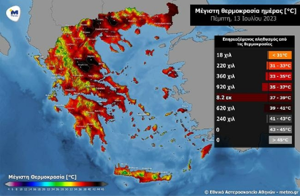 Καύσωνας «Κλέων»: 8,2 εκατομμύρια θα βιώσουν θερμοκρασίες άνω των 37 βαθμών