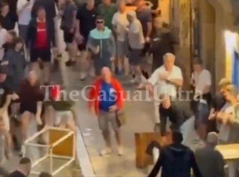 Άρχισαν τα… όργανα στο Μπιλμπάο: Άγριο ξύλο μεταξύ οπαδών της Τότεναμ και της Μάντσεστερ Γιουνάιτεντ (vid)