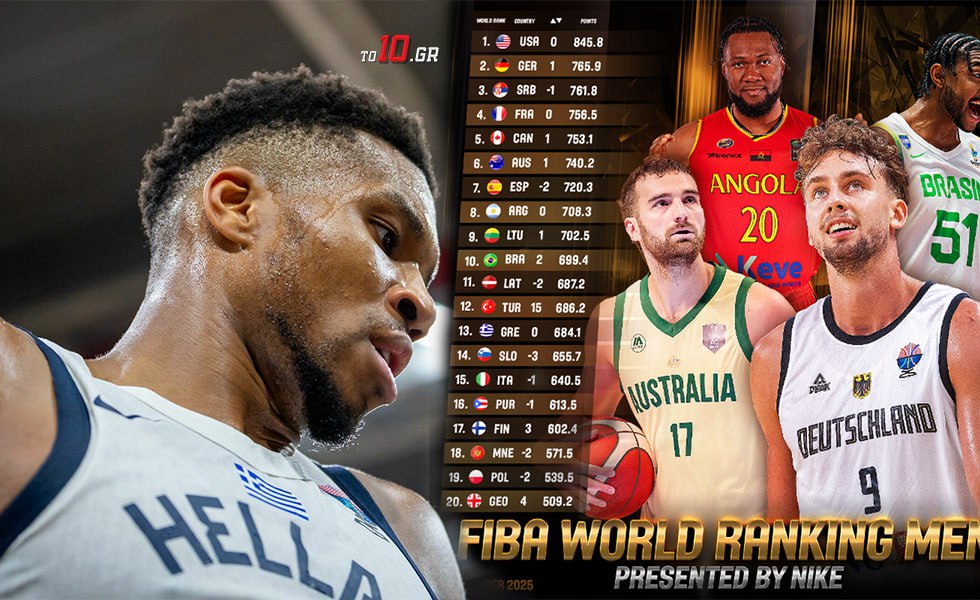 Σε ποια θέση βρίσκεται η Ελλάδα στο ranking της FIBA μετά την κατάκτηση του χάλκινου μεταλλίου (pic)