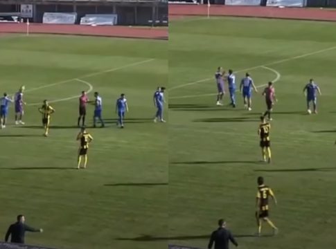 Πρωτοφανές σκηνικό στην Καβάλα: Ο τερματοφύλακας έκανε «γκάφα», οι συμπαίκτες του έκαναν… ντου και έγινε αλλαγή στο 34′ (pics)