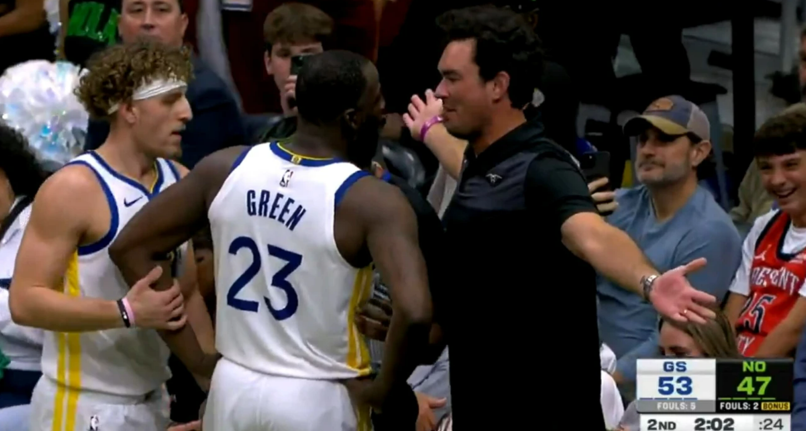 Ο Ντρέιμοντ Γκριν τσακώθηκε και με φίλαθλο των Πέλικανς την ώρα του αγώνα (vid)