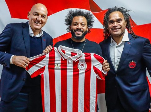 Φωτογραφήθηκε με τους Κοβάσεβιτς-Καρεμπέ και την επετειακή φανέλα του Ολυμπιακού ο Μαρσέλο (pic)