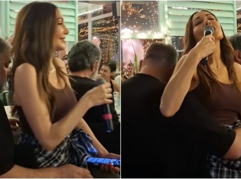 Η Βανδή τραγουδάει στα γόνατα του Μπισμπίκη και αυτός… καπνίζει μέσα στο μαγαζί (vid)