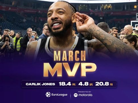 MVP Μαρτίου στη Euroleague ο Κάρλικ Τζόουνς (pic)