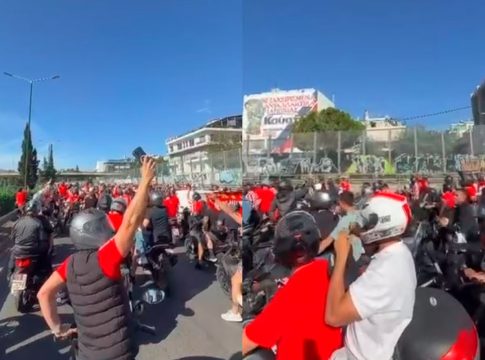 «Ερυθρόλευκος» ο Κηφισός από τους οπαδούς του Ολυμπιακού (vids)