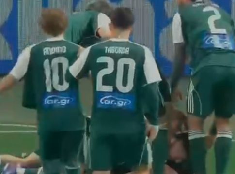 Μπουκάλι από την εξέδρα την ώρα των πανηγυρισμών του Παναθηναϊκού (vid)
