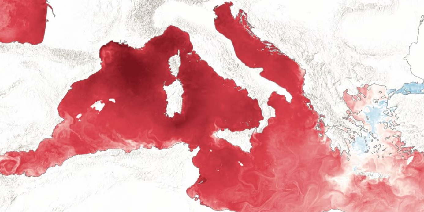 ESA: Η Μεσόγειος βάφτηκε… «κόκκινη» – Τα θαλάσσια κύματα «καύσωνα»