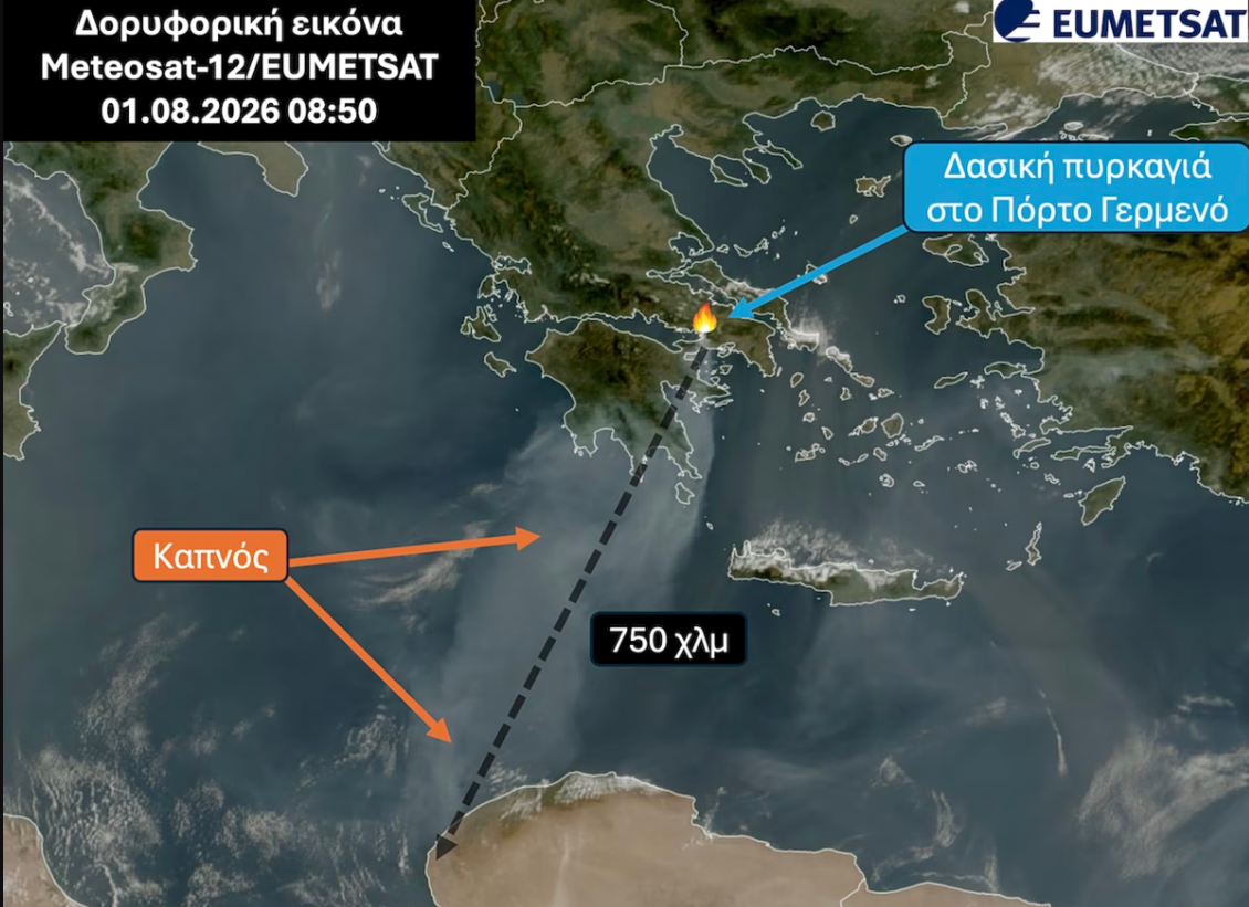 Φωτιές σε Βοιωτία, Αττική και Αργολίδα: Έως τη βόρεια Αφρική έφτασε ο πυκνός καπνός (pics)