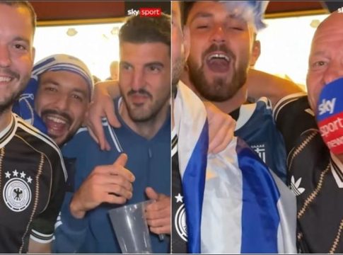Έλληνες οπαδοί έκαναν «ντου» σε ζωντανή μετάδοση του Sky Sports (vid)