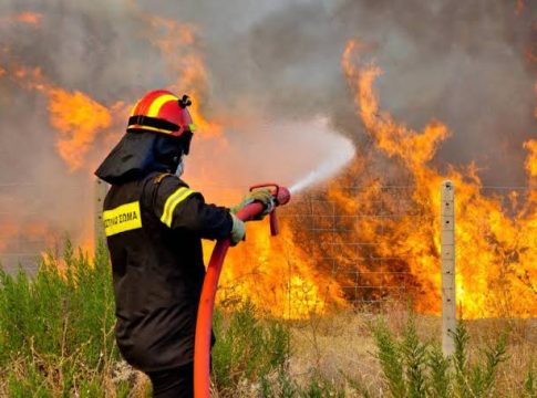 Φωτιά στη Σαλαμίνα: Ήχησε το 112 για απομάκρυνση των κατοίκων