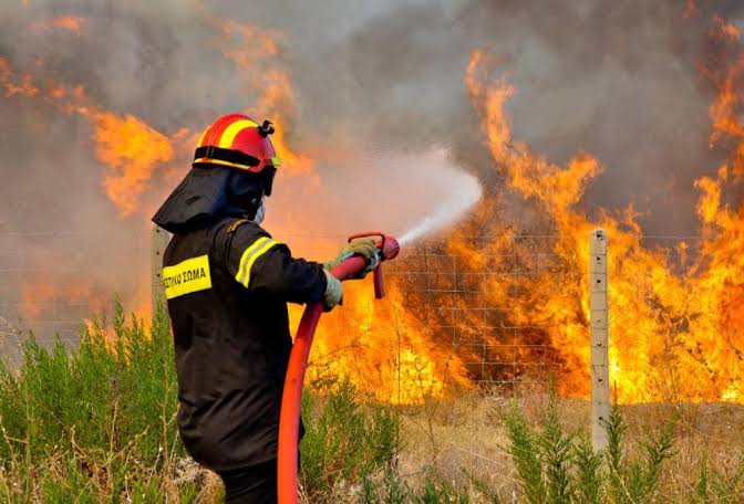 Φωτιά στη Σαλαμίνα: Ήχησε το 112 για απομάκρυνση των κατοίκων