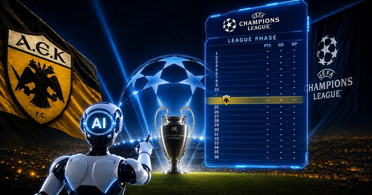ΑΕΚ Champions League: Το AI βρήκε τη θέση που θα τερματίσει η «Ένωση» στη League Phase