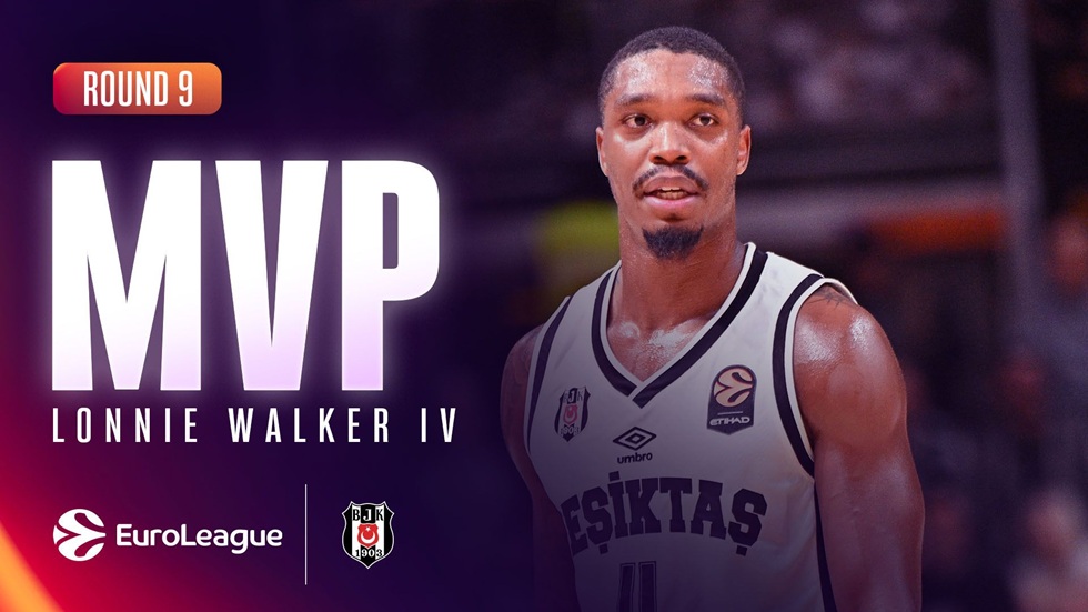 Ο Λόνι Γουόκερ MVP της 9ης αγωνιστικής στη Euroleague
